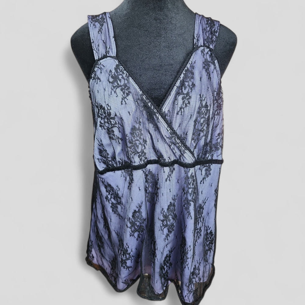 STUDIO 1940 | Purple Whimsigoth Dark Romance Cami Tank Black‎ Floral Lace | 18